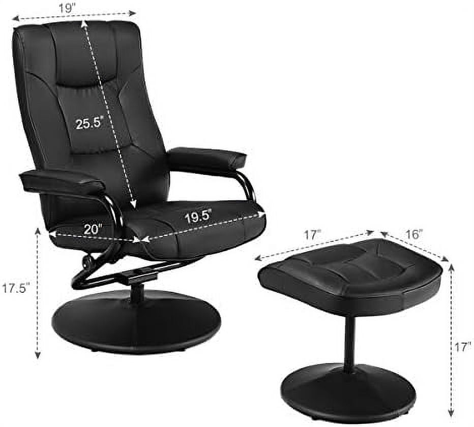 Gray PU Leather Recliner Chair with Ottoman U555