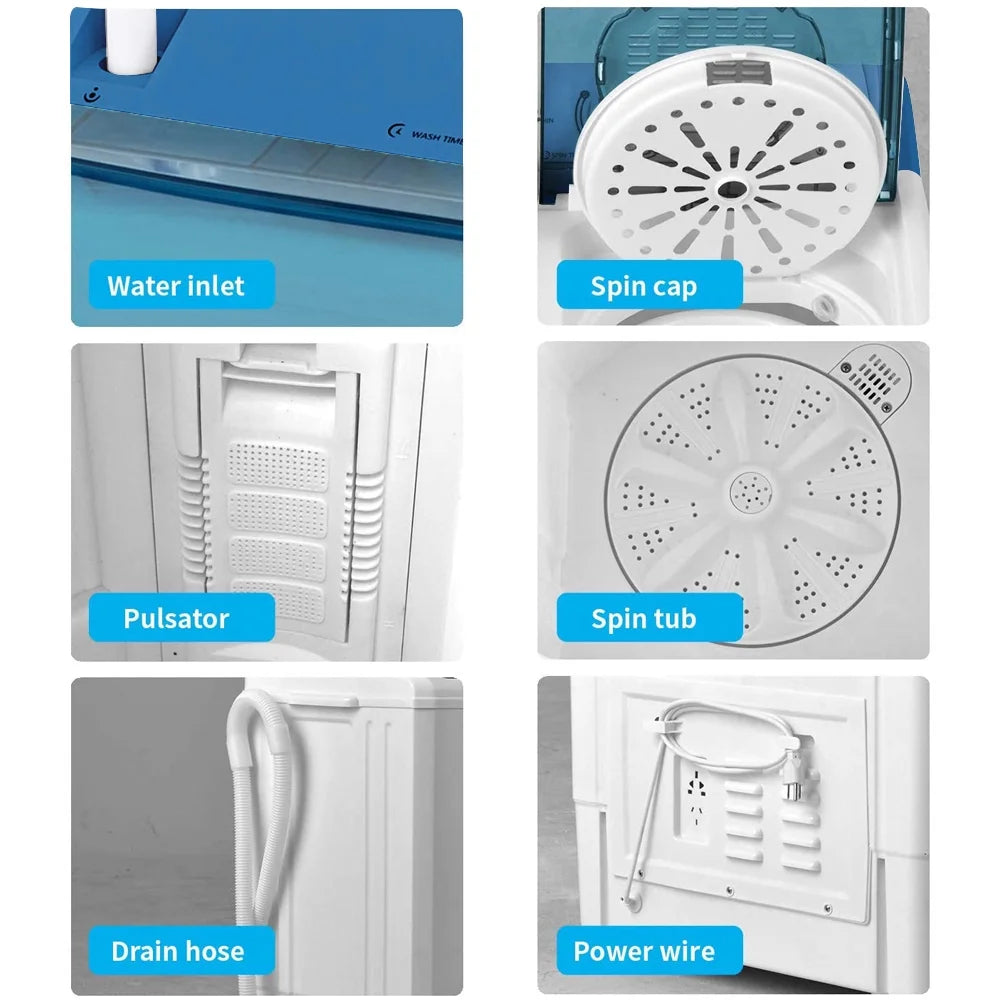 26Lbs Semi-automatic Twin Tub Washing Machine, White&Blue Y8557