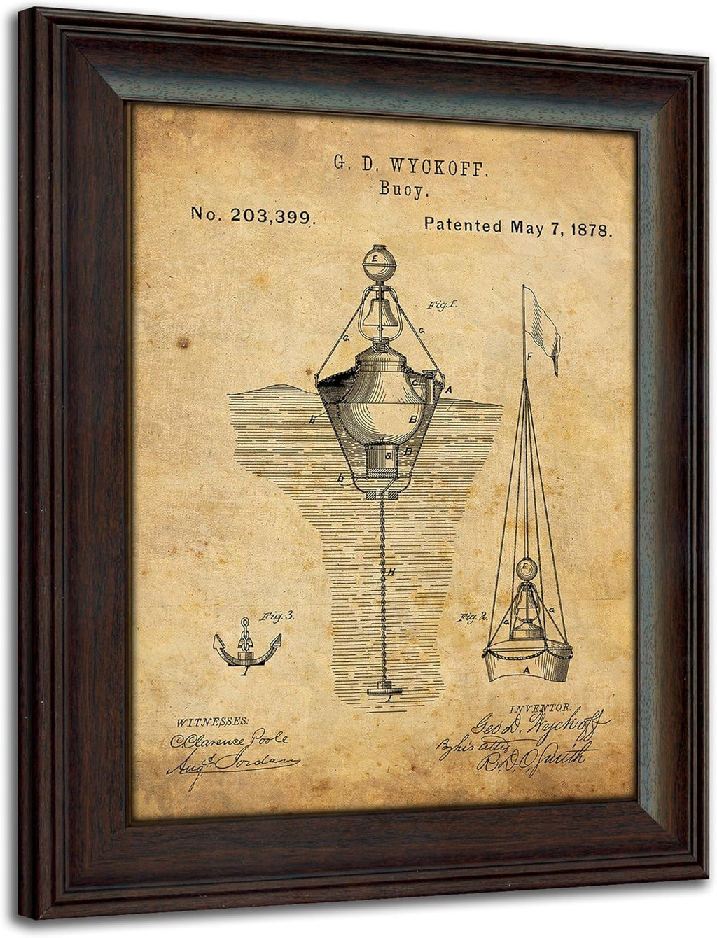 Vintage Patents Sailboat Anchor 2pc Set E4014
