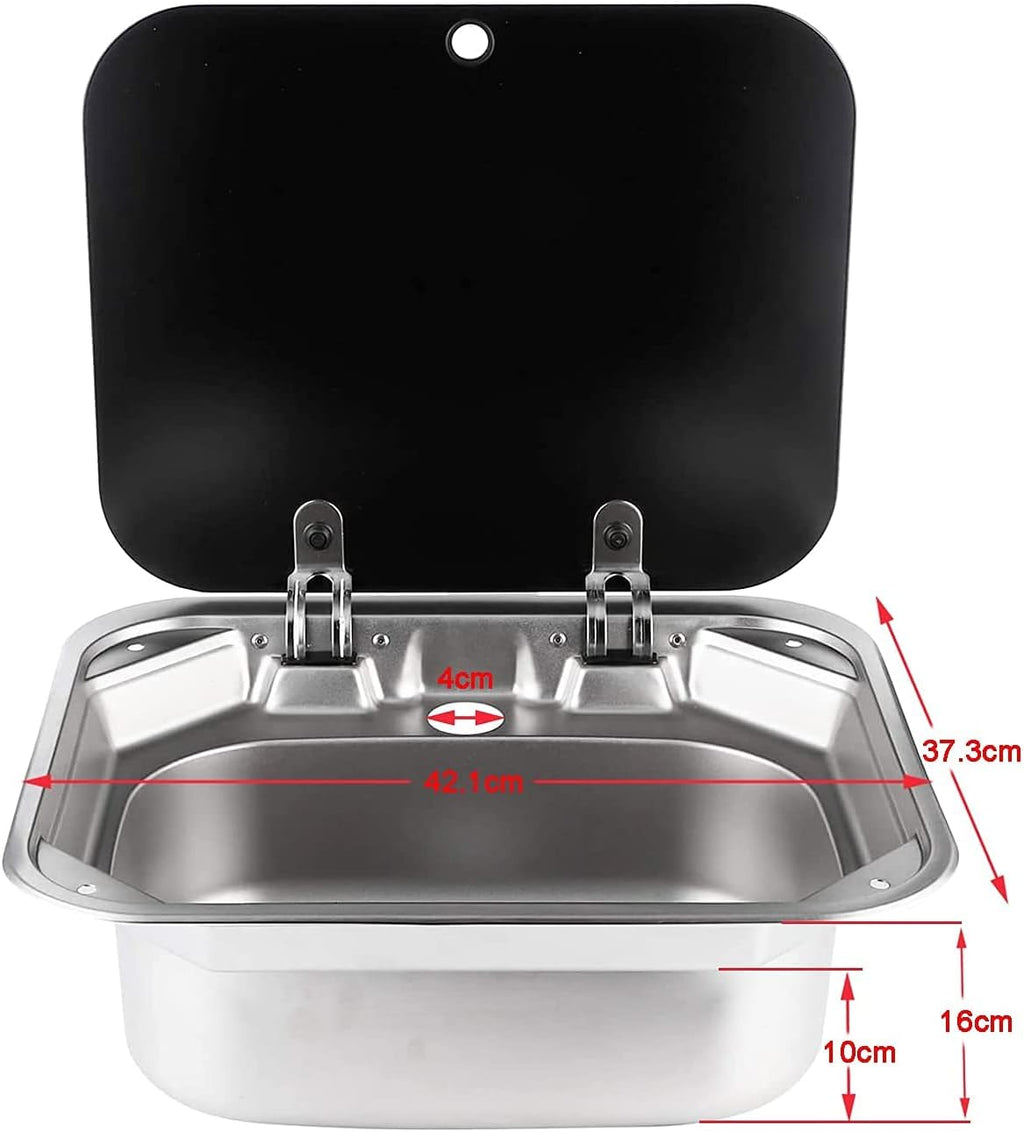 Single Bowl Stainless Steel Kitchen Basin Sink with Tempered Glass Lid S394